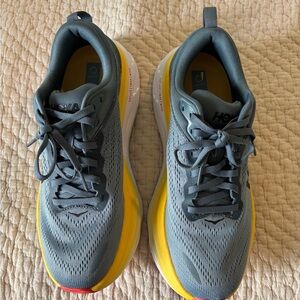 Men’s Hoka Bondi 8 Blue and Gold Shoes Size 8.5